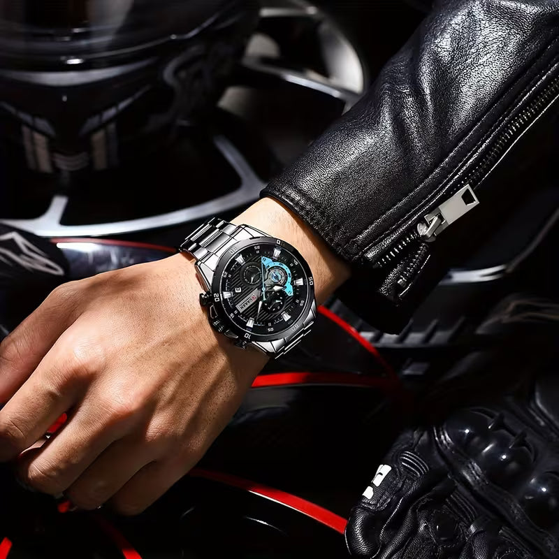 🔥 CURREN Men’s Luxury Chronograph Watch – Stainless Steel Body - All Dials Working