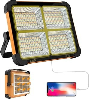 Solar Rechargeable LED Flood Light, 100W, 16500 mAh, Waterproof