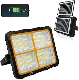 Solar Rechargeable LED Flood Light, 100W, 16500 mAh, Waterproof
