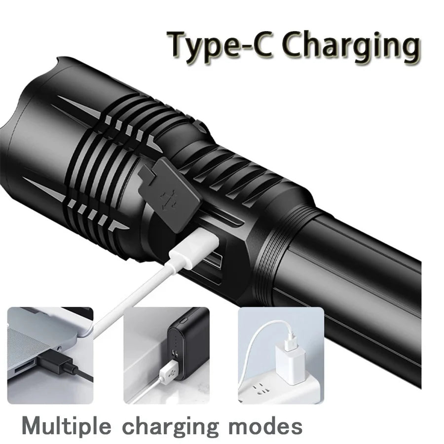 🔦 TrixHub Rechargeable High Lumens LED Flashlight & USB-C Fast Charging